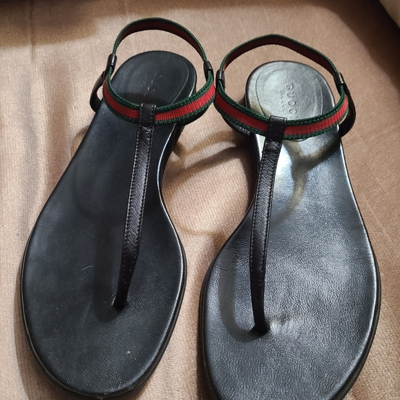 Gucci Black Thong Wimbledon Ankle Strap Web Sandal - Picture 3 of 4